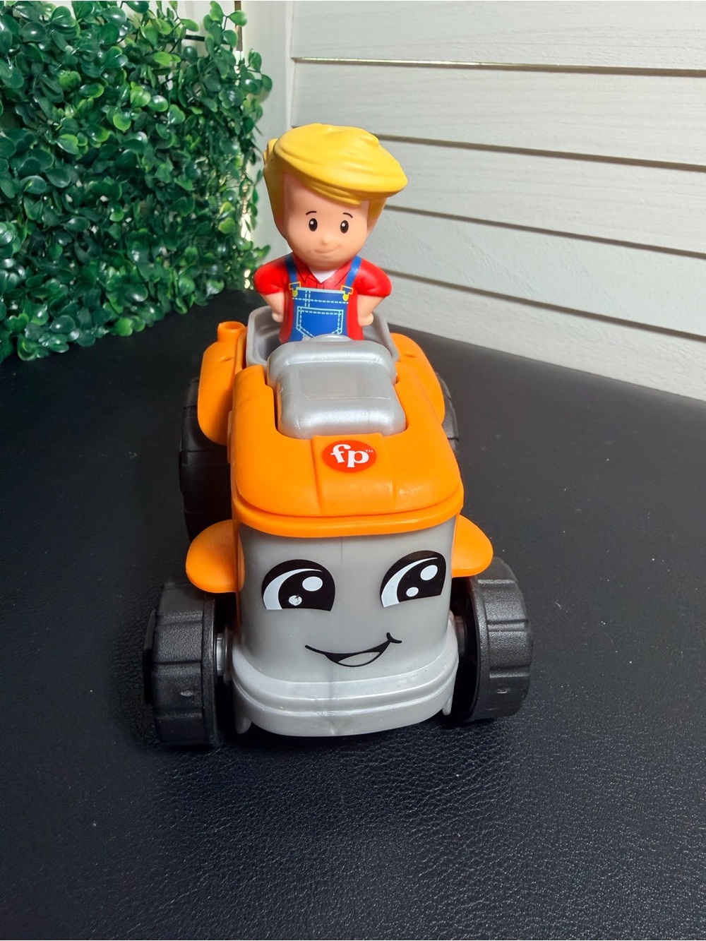 Fisher-Price Little People Smiling Push Lawn Mower with removable Blonde Driver